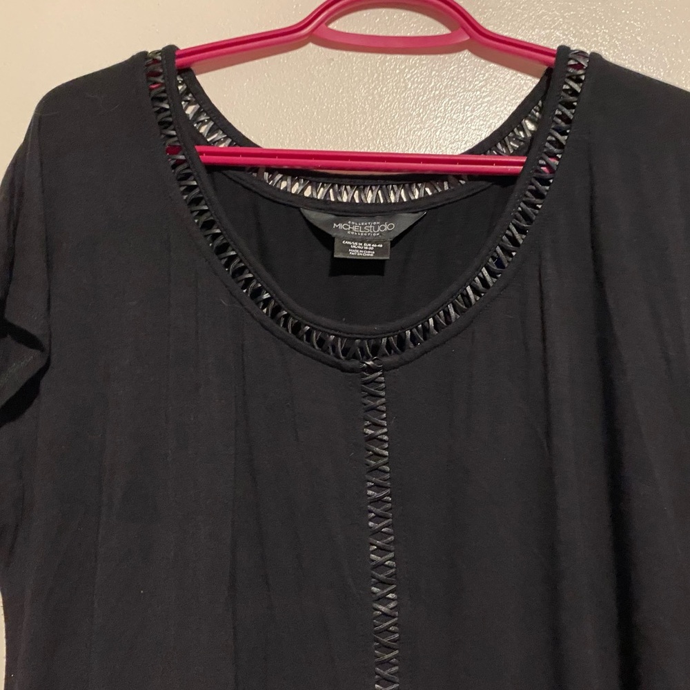 MICHEL STUDIO TEE W/LEATHER DETAIL - Picture 2 of 10
